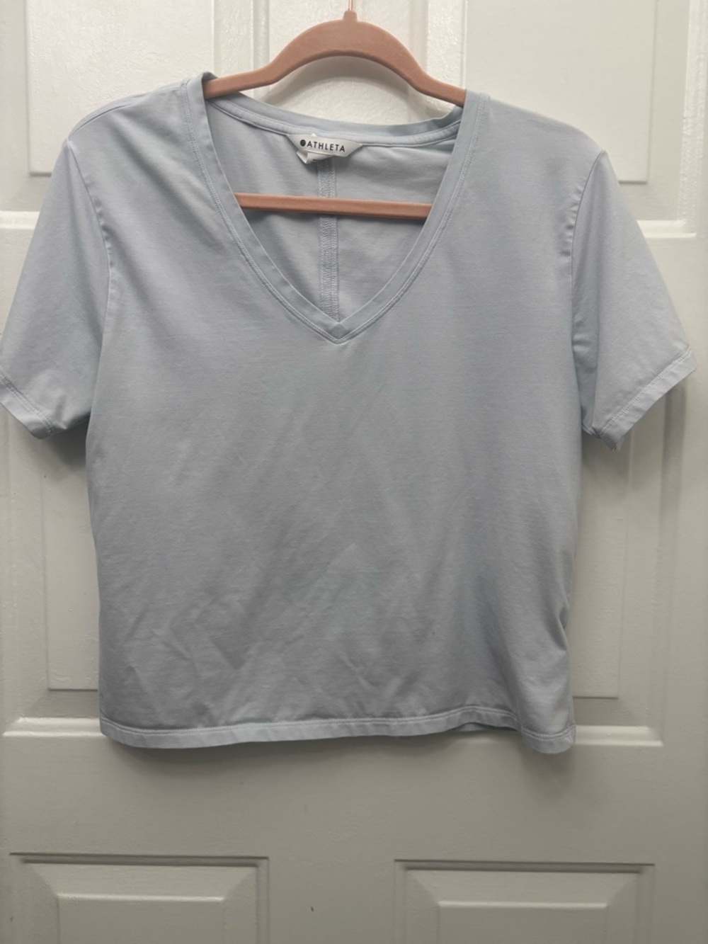 Athleta Pale Blue V-Neck Short Sleeve Tee